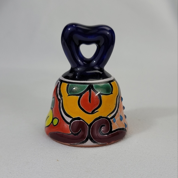 Hand-Painted Taravera Style Ceramic Bell - Mexico - Picture 1 of 11